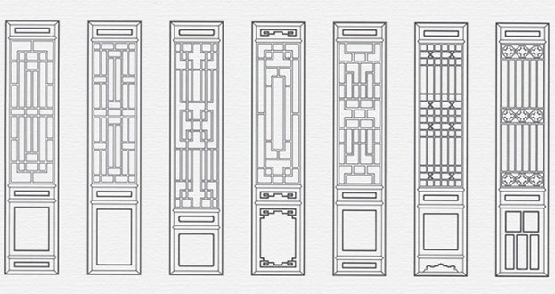 科尔沁右翼前常用中式仿古花窗图案隔断设计图