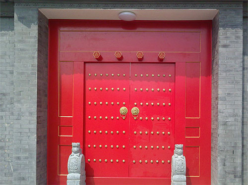 科尔沁右翼前中国传统四合院系列朱红色中式木制大门木作